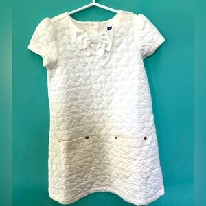 Janie and Jack Cream quilted hearts dress with grosgrain ribbon bow. Size 3T.